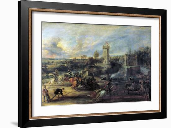 Tournament in Front of Castle Steen, 1635-1637-Peter Paul Rubens-Framed Giclee Print