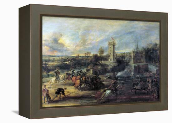 Tournament in Front of Castle Steen, 1635-1637-Peter Paul Rubens-Framed Premier Image Canvas