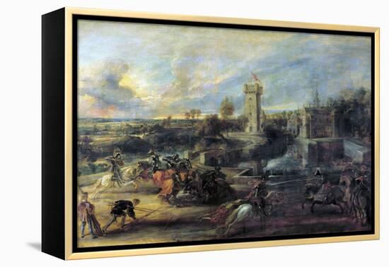 Tournament in Front of Castle Steen, 1635-1637-Peter Paul Rubens-Framed Premier Image Canvas