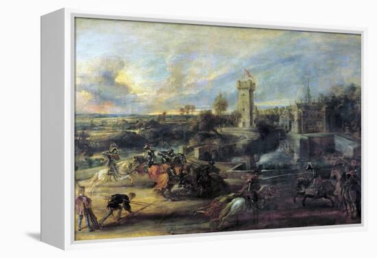 Tournament in Front of Castle Steen, 1635-1637-Peter Paul Rubens-Framed Premier Image Canvas