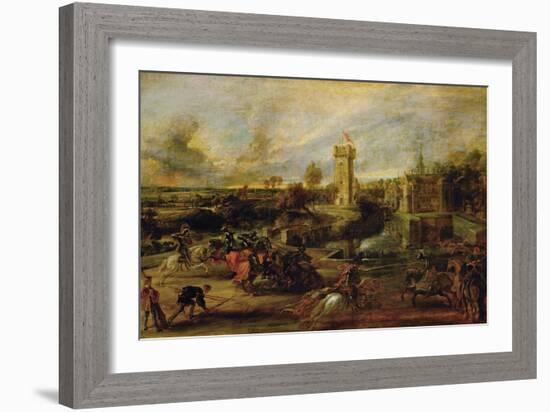 Tournament Near the Moat of the Castle of Steen-Peter Paul Rubens-Framed Giclee Print