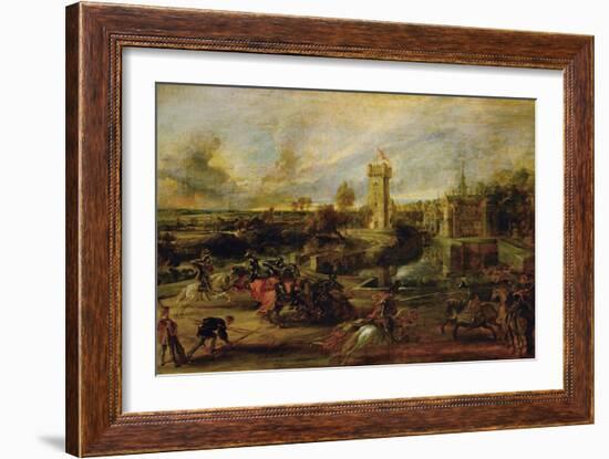 Tournament Near the Moat of the Castle of Steen-Peter Paul Rubens-Framed Giclee Print