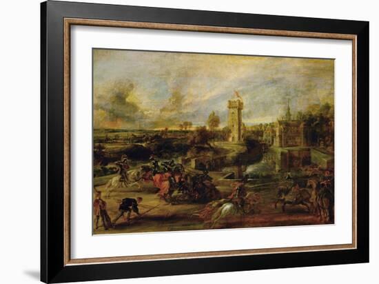 Tournament Near the Moat of the Castle of Steen-Peter Paul Rubens-Framed Giclee Print