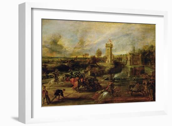 Tournament Near the Moat of the Castle of Steen-Peter Paul Rubens-Framed Giclee Print