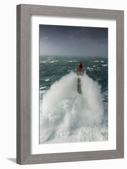 Toute La Force De La Nature Lors Du Passage De La Tempête Ruzica Au Phare De La Jument-Mathieu Rivrin-Framed Photographic Print