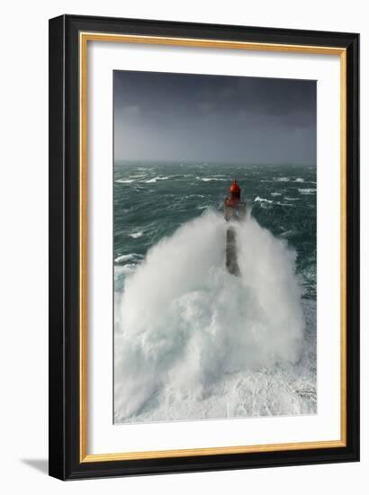 Toute La Force De La Nature Lors Du Passage De La Tempête Ruzica Au Phare De La Jument-Mathieu Rivrin-Framed Photographic Print