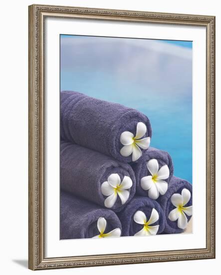 Towels on the Swimming Pool, Maldives, Indian Ocean-Papadopoulos Sakis-Framed Photographic Print