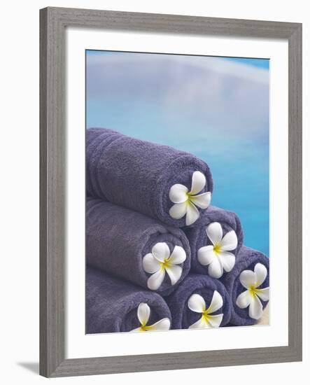 Towels on the Swimming Pool, Maldives, Indian Ocean-Papadopoulos Sakis-Framed Photographic Print