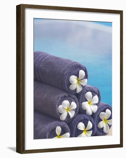 Towels on the Swimming Pool, Maldives, Indian Ocean-Papadopoulos Sakis-Framed Photographic Print