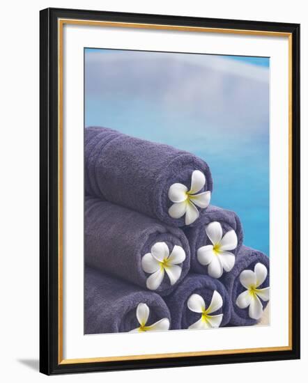 Towels on the Swimming Pool, Maldives, Indian Ocean-Papadopoulos Sakis-Framed Photographic Print