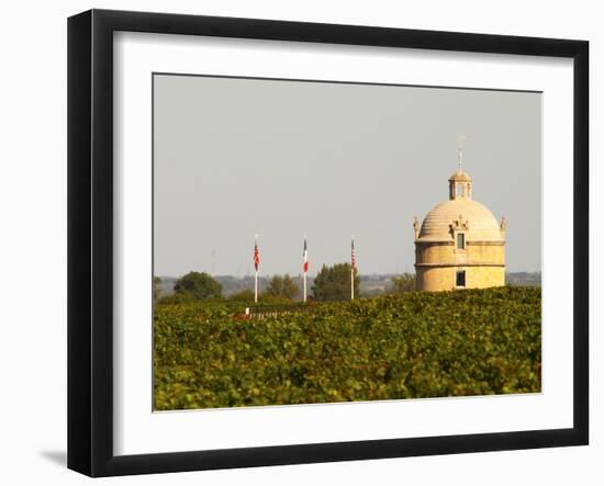 Tower and Flags of Chateau Latour Vineyard in Pauillac, France-Per Karlsson-Framed Photographic Print