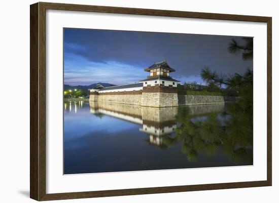 Tower and Moat of Hiroshima Castle at Dusk, Hiroshima, Hiroshima Prefecture, Japan-Ian Trower-Framed Photographic Print