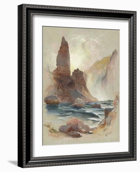 Tower at Tower Falls, Yellowstone, 1872-Thomas Moran-Framed Giclee Print