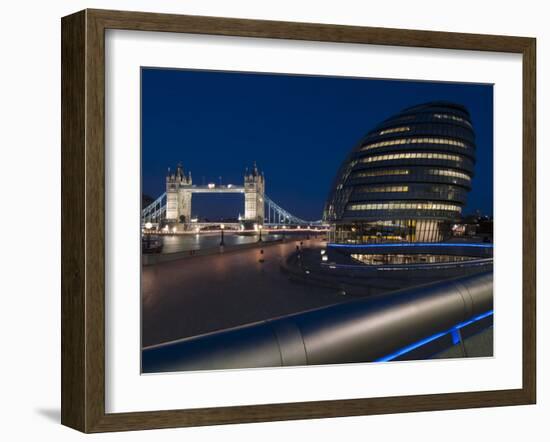 Tower Bridge and City Hall Dusk, London, England, United Kingdom, Europe-Charles Bowman-Framed Photographic Print