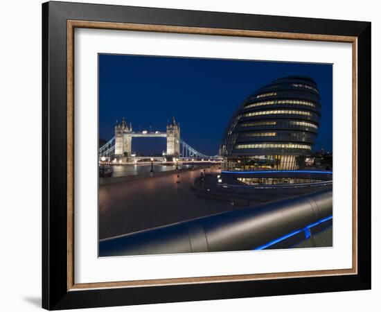 Tower Bridge and City Hall Dusk, London, England, United Kingdom, Europe-Charles Bowman-Framed Photographic Print