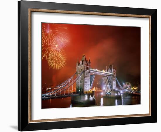 Tower Bridge and Fireworks, London, England-Steve Vidler-Framed Photographic Print