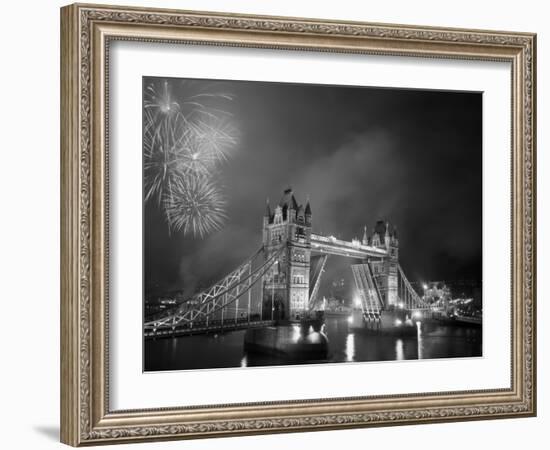 Tower Bridge and Fireworks, London, England-Steve Vidler-Framed Photographic Print