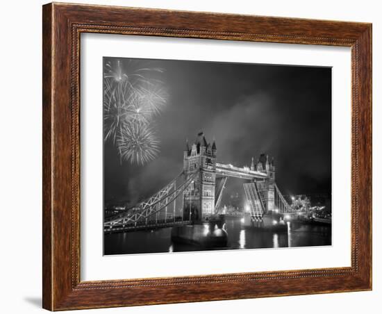 Tower Bridge and Fireworks, London, England-Steve Vidler-Framed Photographic Print