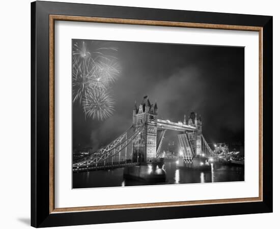 Tower Bridge and Fireworks, London, England-Steve Vidler-Framed Photographic Print