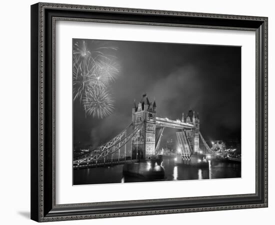 Tower Bridge and Fireworks, London, England-Steve Vidler-Framed Photographic Print