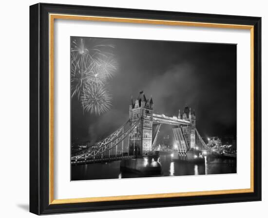 Tower Bridge and Fireworks, London, England-Steve Vidler-Framed Photographic Print