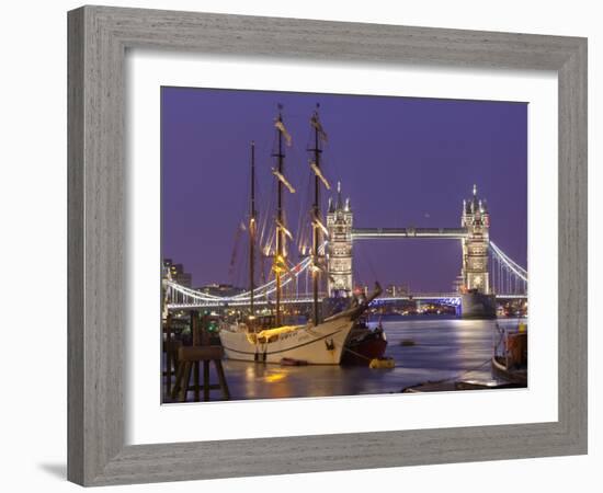 Tower Bridge and Tall Ships on River Thames, London, England, United Kingdom, Europe-Stuart Black-Framed Photographic Print