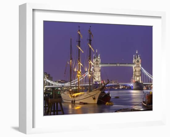 Tower Bridge and Tall Ships on River Thames, London, England, United Kingdom, Europe-Stuart Black-Framed Photographic Print