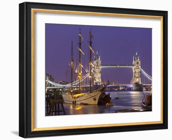 Tower Bridge and Tall Ships on River Thames, London, England, United Kingdom, Europe-Stuart Black-Framed Photographic Print