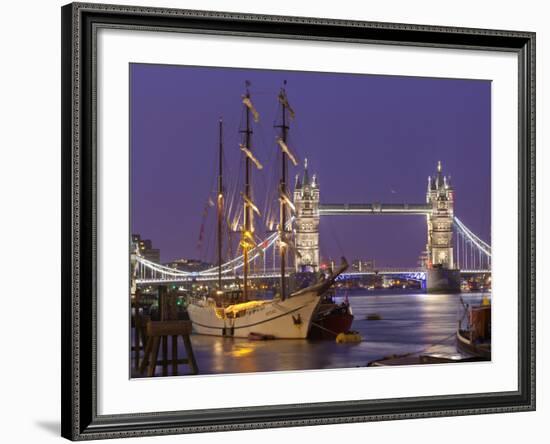 Tower Bridge and Tall Ships on River Thames, London, England, United Kingdom, Europe-Stuart Black-Framed Photographic Print