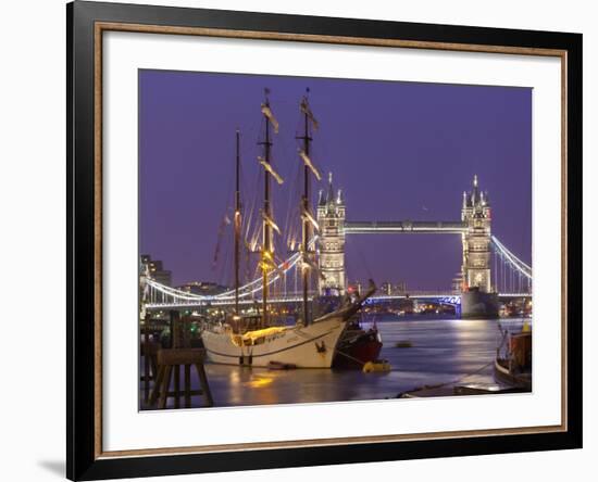 Tower Bridge and Tall Ships on River Thames, London, England, United Kingdom, Europe-Stuart Black-Framed Photographic Print