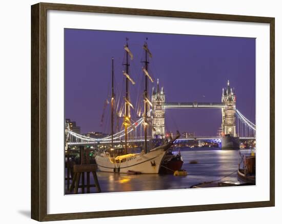 Tower Bridge and Tall Ships on River Thames, London, England, United Kingdom, Europe-Stuart Black-Framed Photographic Print