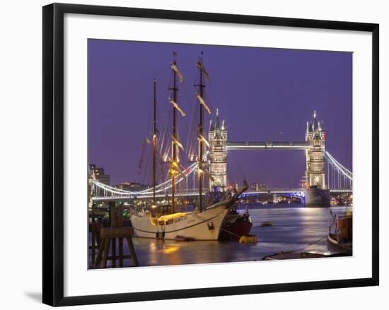 Tower Bridge and Tall Ships on River Thames, London, England, United Kingdom, Europe-Stuart Black-Framed Photographic Print