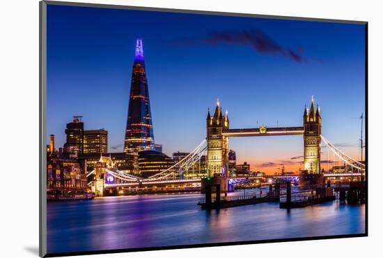 Tower Bridge and The Shard at sunset, London, England, United Kingdom, Europe-Ed Hasler-Mounted Photographic Print