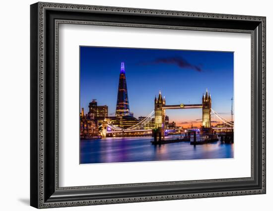 Tower Bridge and The Shard at sunset, London, England, United Kingdom, Europe-Ed Hasler-Framed Photographic Print