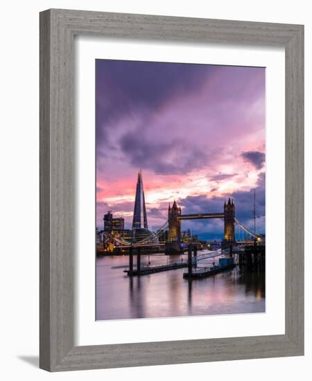 Tower Bridge and The Shard at sunset, London-Ed Hasler-Framed Photographic Print