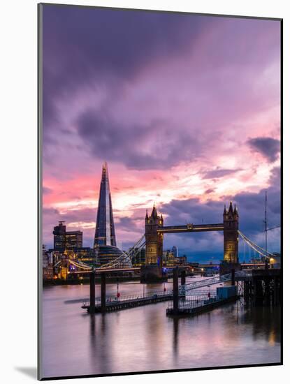 Tower Bridge and The Shard at sunset, London-Ed Hasler-Mounted Photographic Print