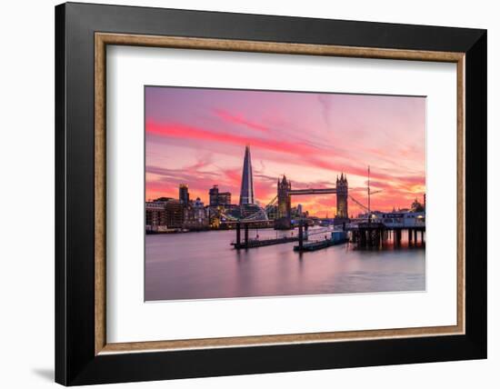 Tower Bridge and The Shard at sunset, London-Ed Hasler-Framed Photographic Print