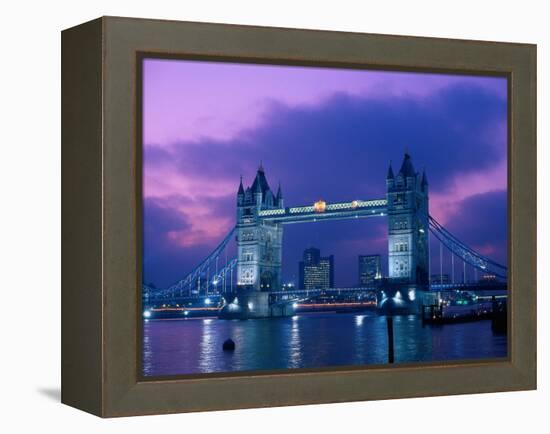 Tower Bridge at Night, London, Eng-Peter Adams-Framed Premier Image Canvas