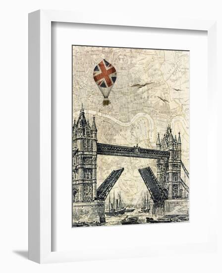 Tower Bridge Balloon-Marion Mcconaghie-Framed Art Print