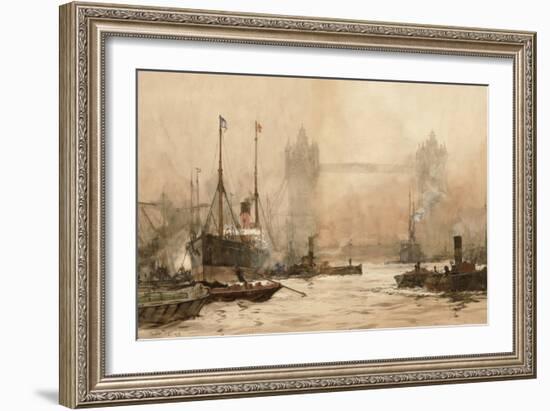 Tower Bridge from Cherry Garden Pier, c.1900-Charles Edward Dixon-Framed Giclee Print