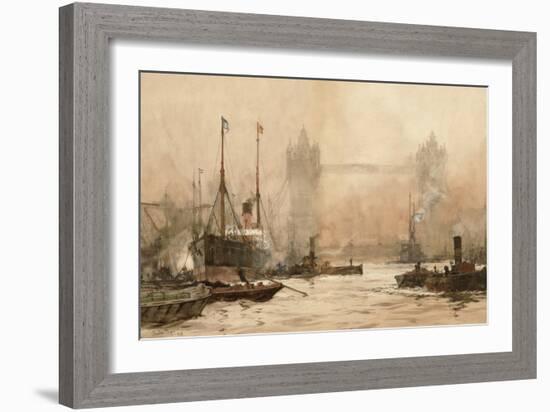 Tower Bridge from Cherry Garden Pier, c.1900-Charles Edward Dixon-Framed Giclee Print