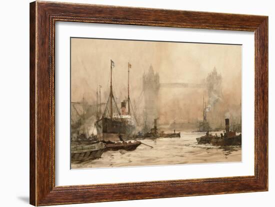 Tower Bridge from Cherry Garden Pier, c.1900-Charles Edward Dixon-Framed Giclee Print