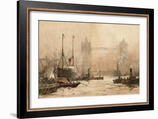 Tower Bridge from Cherry Garden Pier, c.1900-Charles Edward Dixon-Framed Giclee Print