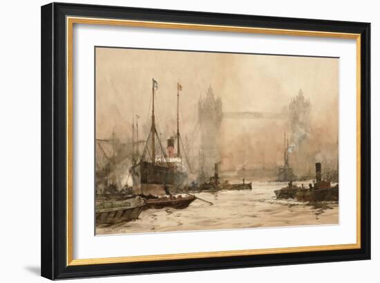 Tower Bridge from Cherry Garden Pier, c.1900-Charles Edward Dixon-Framed Giclee Print