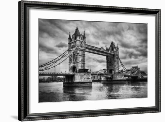 Tower Bridge In London, The Uk. Black And White, Artistic Vintage, Retro Style-Michal Bednarek-Framed Art Print