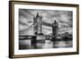 Tower Bridge In London, The Uk. Black And White, Artistic Vintage, Retro Style-Michal Bednarek-Framed Art Print