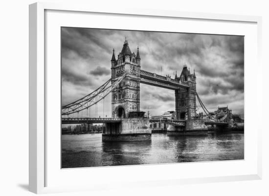 Tower Bridge In London, The Uk. Black And White, Artistic Vintage, Retro Style-Michal Bednarek-Framed Art Print