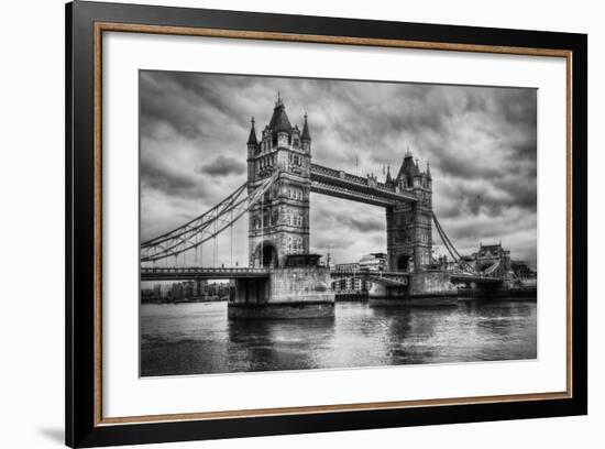 Tower Bridge In London, The Uk. Black And White, Artistic Vintage, Retro Style-Michal Bednarek-Framed Art Print