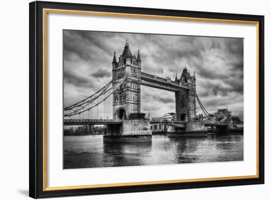 Tower Bridge In London, The Uk. Black And White, Artistic Vintage, Retro Style-Michal Bednarek-Framed Art Print