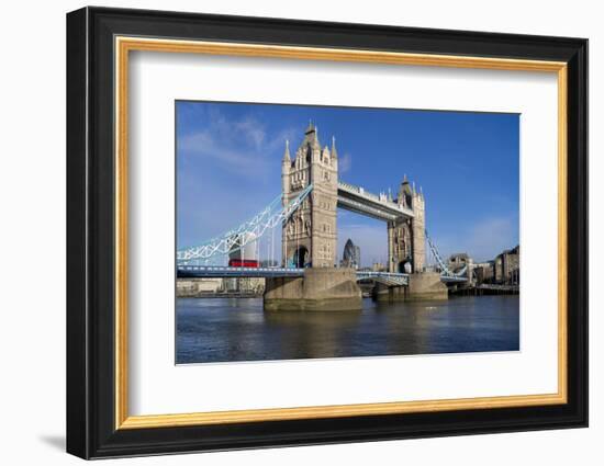 Tower Bridge is viewed from a low angle towrds London City-Charles Bowman-Framed Photographic Print